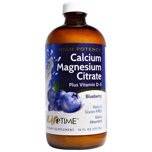 LifeTime Vitamins, High Potency Calcium Magnesium Citrate, Plus Vitamin D-3, Blueberry, 16 fl oz (473 ml) فوائد