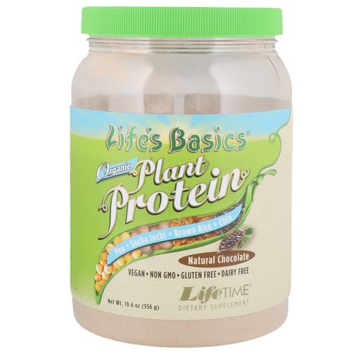 LifeTime Vitamins, Life's Basics, Organic Plant Protein, Natural Chocolate, 1.2 lbs (556 g) فوائد