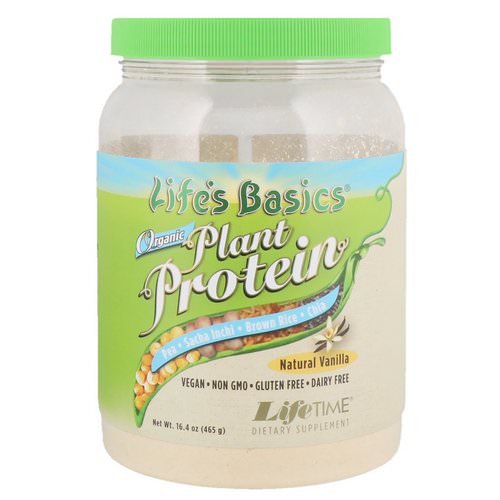 LifeTime Vitamins, Life's Basics, Organic Plant Protein, Natural Vanilla, 16.4 oz (465 g) فوائد