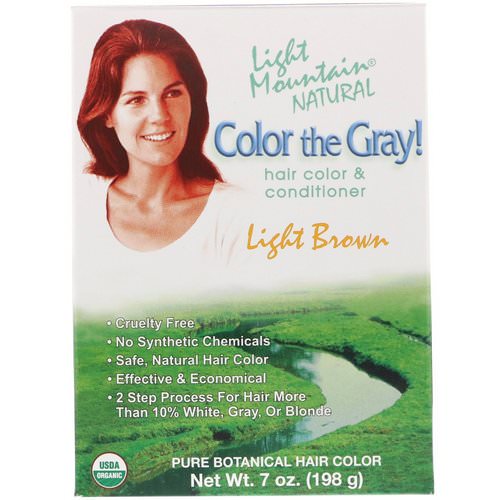 Light Mountain, Color the Gray! Natural Hair Color & Conditioner, Light Brown, 7 oz (198 g) فوائد