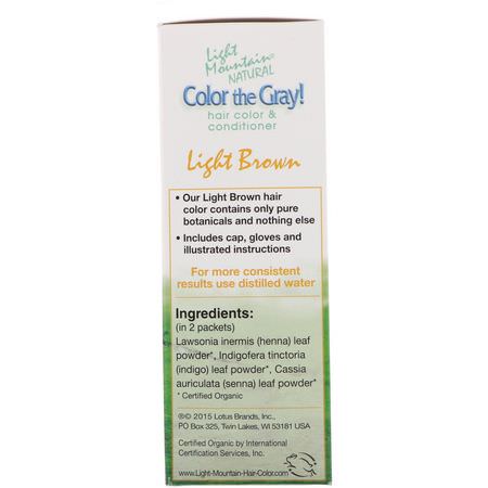 Light Mountain, Color the Gray! Natural Hair Color & Conditioner, Light Brown, 7 oz (198 g):الحناء, ل,ن الشعر