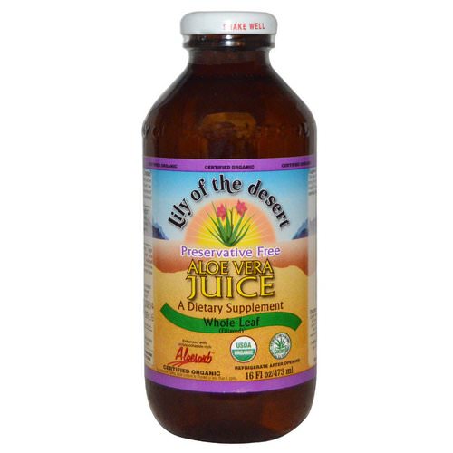 Lily of the Desert, Organic, Aloe Vera Juice, Whole Leaf, 16 fl oz (473 ml) فوائد