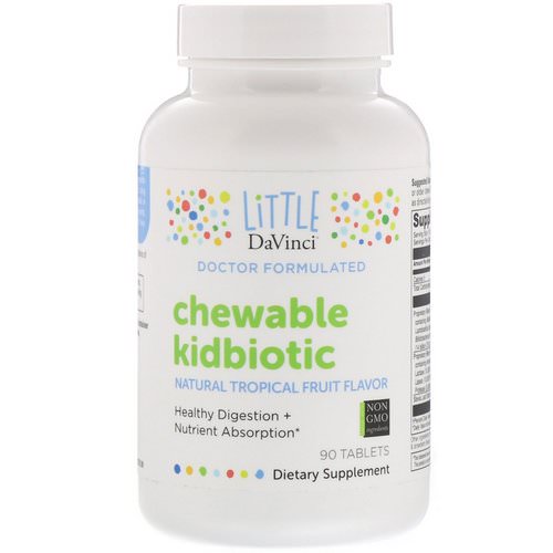 Little DaVinci, Chewable Kidbiotic, Natural Tropical Fruit, 90 Tablets فوائد