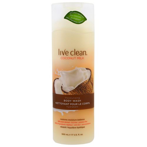 Live Clean, Moisturizing Body Wash, Coconut Milk, 17 fl oz (500 ml) فوائد