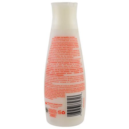 Live Clean, Moisturizing Conditioner, Coconut Milk, 12 fl oz (350 ml):بلسم, العناية بالشعر
