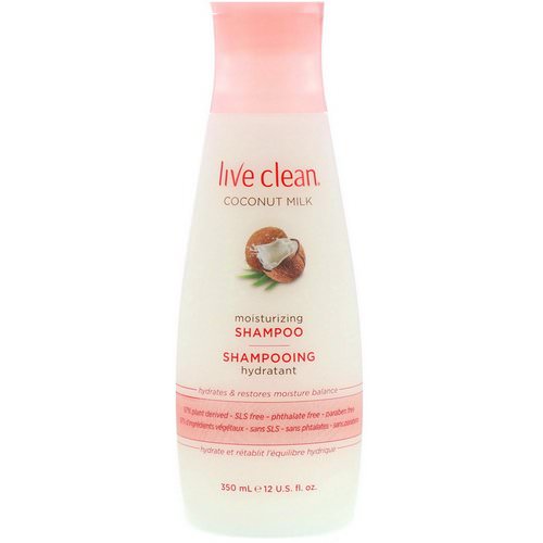 Live Clean, Moisturizing Shampoo, Coconut Milk, 12 fl oz (350 ml) فوائد