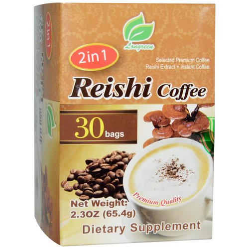 Longreen, 2 in 1 Reishi Coffee, Reishi Mushroom & Coffee, 30 Bags, 2.3 oz (65.4 g) Each فوائد