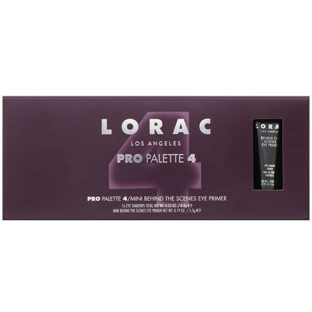 Lorac, Pro Palette 4 with Mini Behind the Scenes Eye Primer, 0.51 oz (14.3 g):Eye ماكياج التمهيدي, ظل المكياج