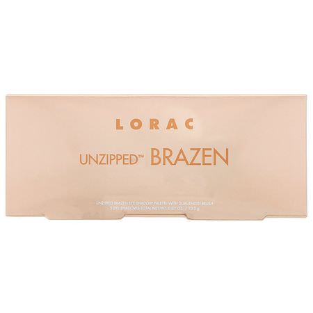 Lorac, Unzipped Brazen Eye Shadow Palette with Dual-Ended Brush, 0.37 oz (10.5 g):هدايا للمكياج, ظلال العي,ن