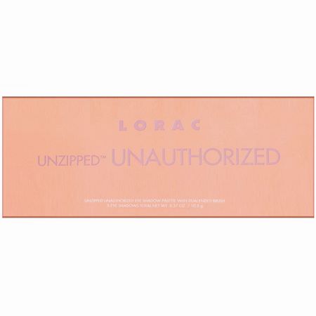 Lorac, Unzipped Unauthorized Eye Shadow Palette with Dual-Ended Brush, 0.37 oz (10.5 g):هدايا للمكياج, ظلال العي,ن