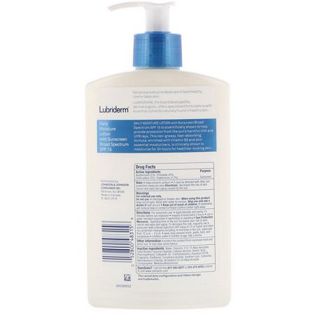 Lubriderm, Daily Moisture Lotion with Sunscreen, SPF 15, 13.5 fl oz (400 ml):مرطب جسم, حمام