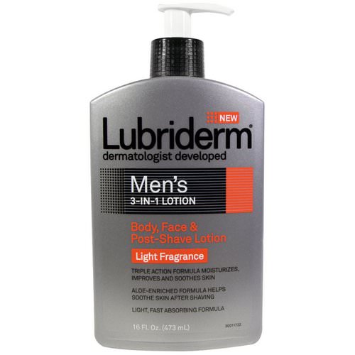 Lubriderm, Men's 3-In-1 Lotion, Body, Face & Post-Shave Lotion, 16 fl oz (473 ml) فوائد