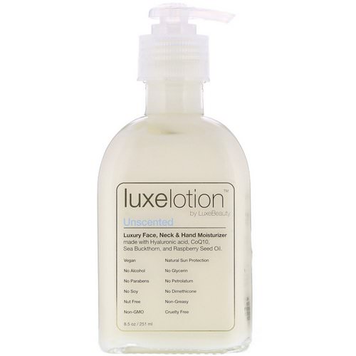 LuxeBeauty, Luxe Lotion, Luxury Face, Neck & Hand Moisturizer, Unscented, 8.5 fl oz (251 ml) فوائد