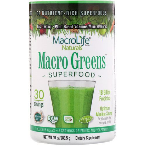 Macrolife Naturals, Macro Greens, Nutrient - Rich Superfoods, 10 oz (283.5 g) فوائد