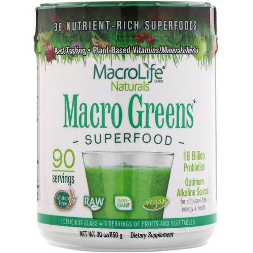 Macrolife Naturals, Macro Greens, Superfood, 30 oz (850 g) فوائد