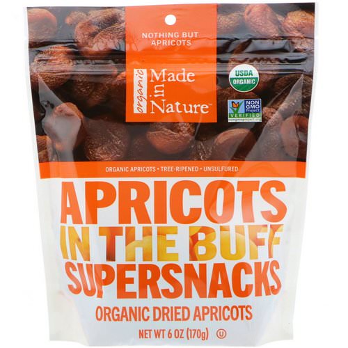 Made in Nature, Organic Dried Apricots, In The Buff Supersnacks, 6 oz (170 g) فوائد