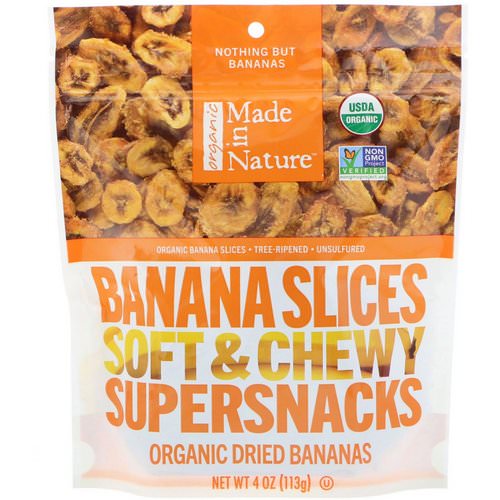 Made in Nature, Organic Dried Banana Slices, Soft & Chewy Supersnacks, 4 oz (113 g) فوائد