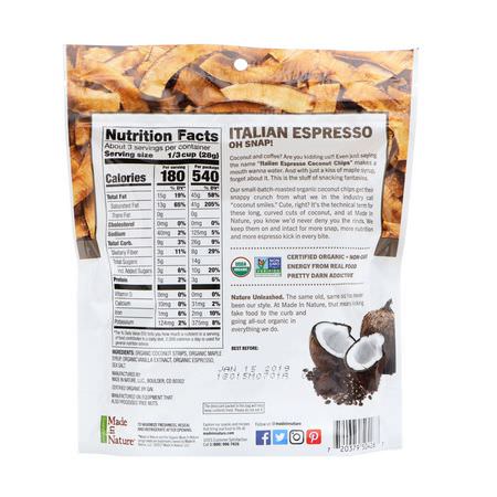 Made in Nature, Organic Coconut Chips, Italian Espresso Supersnacks, 3.0 oz (85 g):الرقائق ,ال,جبات الخفيفة
