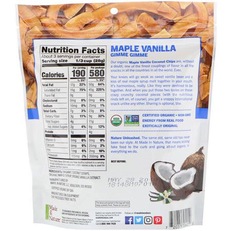 Made in Nature, Organic Coconut Chips, Maple Vanilla Supersnacks, 3 oz (85 g):شيبس, سناكز