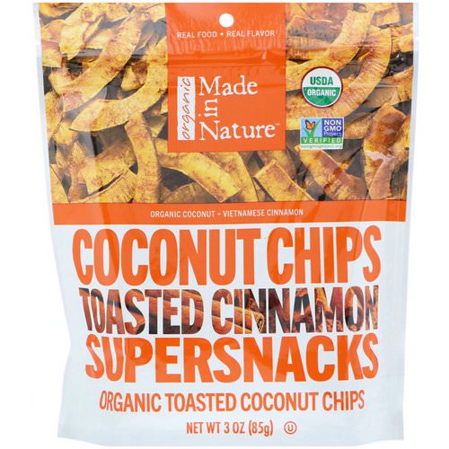Made in Nature, Organic Coconut Chips, Toasted Cinnamon Supersnacks, 3 oz (85 g) فوائد