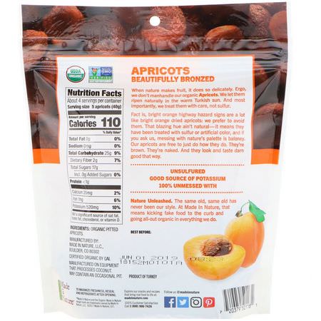 Made in Nature, Organic Dried Apricots, In The Buff Supersnacks, 6 oz (170 g):,جبات الخضر,ات الخفيفة, المشمش المجفف