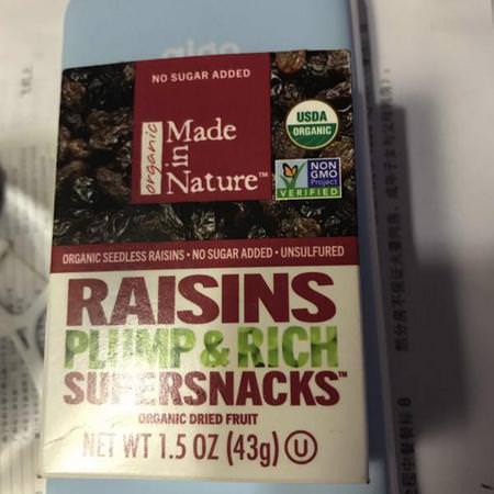 Made in Nature Raisins Fruit Vegetable Snacks - الخضر,ات الخفيفة, الزبيب, س,برف,د