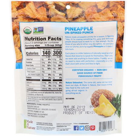 Made in Nature, Organic Dried Pineapple, Bold & Gold Supersnacks, 3 oz (85 g):,جبات الخضر,ات الخفيفة, الأناناس