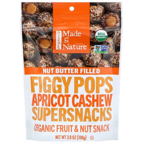 Made in Nature, Organic Figgy Pops, Apricot Cashew Supersnacks, 3.8 oz (108 g) فوائد