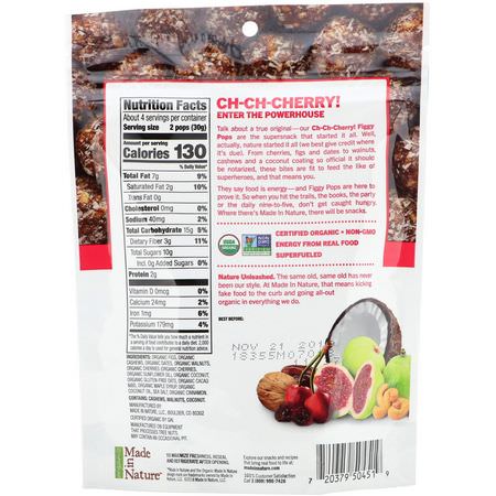 Made in Nature, Organic Figgy Pops, Ch-Ch-Chery Supersnacks, 4.2 oz (119 g):التين, الخضر,ات