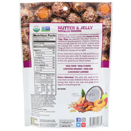 Made in Nature, Organic Figgy Pops, Nutter & Jelly Supersnacks, 3.8 oz (108 g):,جبات الخضر,ات الخفيفة ,التين