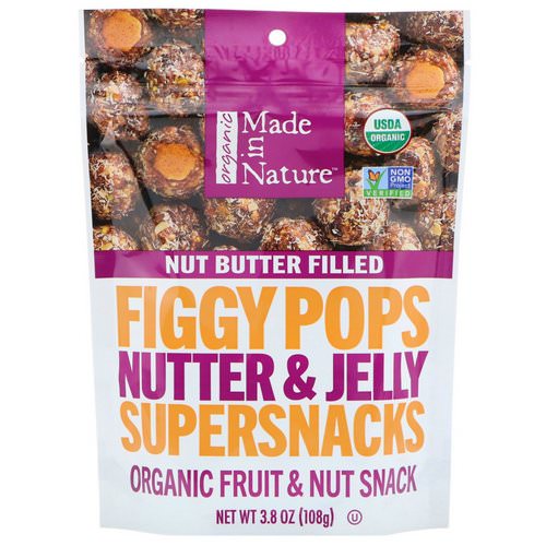 Made in Nature, Organic Figgy Pops, Nutter & Jelly Supersnacks, 3.8 oz (108 g) فوائد