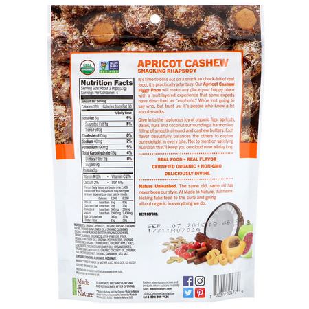 Made in Nature, Organic Figgy Pops, Apricot Cashew Supersnacks, 3.8 oz (108 g):,جبات الخضر,ات الخفيفة ,التين