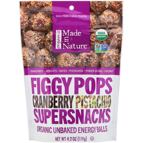 Made in Nature, Organic Figgy Pops, Cranberry Pistachio Supersnacks, 4.2 oz (119 g) فوائد