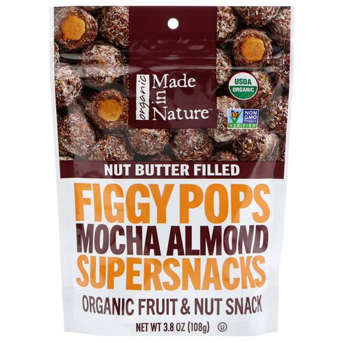 Made in Nature, Organic Figgy Pops, Mocha Almond Supersnacks, 3.8 oz (108 g) فوائد