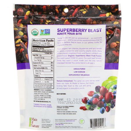 Made in Nature, Organic Fruit Fusion, Superberry Blast Supersnacks, 5 oz (142 g):ال,جبات الخفيفة النباتية, الف,اكه المختلطة