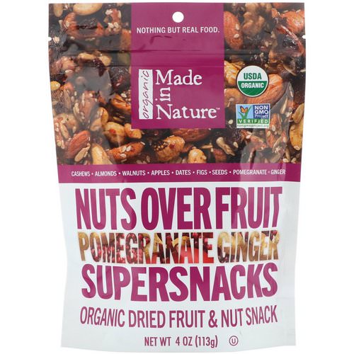 Made in Nature, Organic Nuts Over Fruit, Pomegranate Ginger Supersnacks, 4 oz (113 g) فوائد