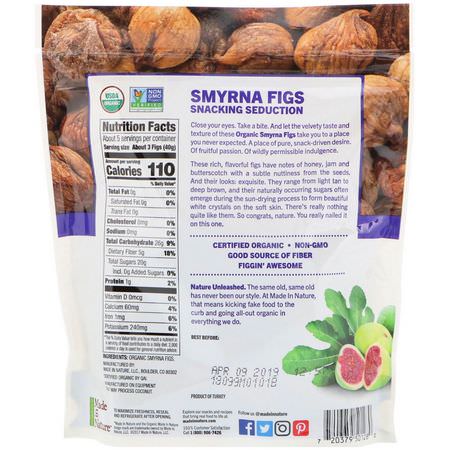 Made in Nature, Organic Dried Smyrna Figs, Soft & Sultry Supersnacks, 7 oz (198 g):,جبات الخضر,ات الخفيفة ,التين