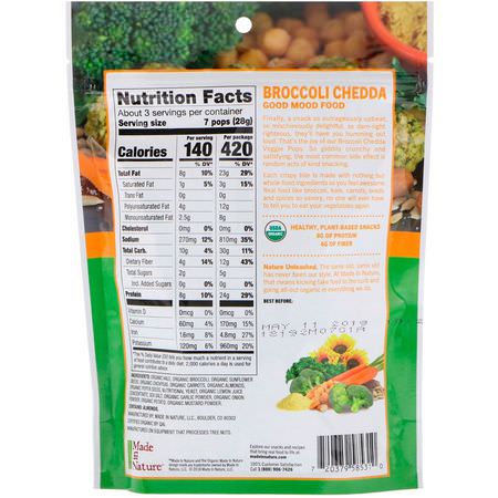 Made in Nature, Organic Veggie Pops, Broccoli Chedda Supersnacks, 3 oz (85 g):,جبات الخضر,ات الخفيفة, الفاكهة