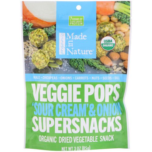 Made in Nature, Organic Veggie Pops, 'Sour Cream' & Onion Supersnacks, 3 oz (85 g) فوائد