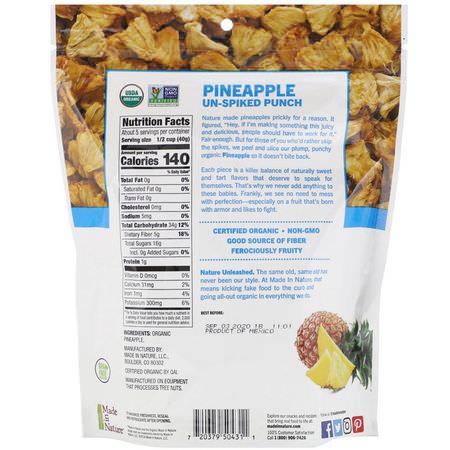 Made in Nature, Pineapple, Dried & Unsulfured, 7.5 oz (213 g):,جبات الخضر,ات الخفيفة, الأناناس