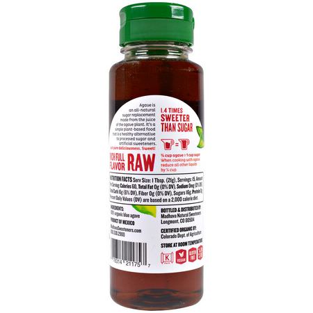 Madhava Natural Sweeteners, Organic Amber Raw Blue Agave, 11.75 oz (333 g):أغاف رحيق ,محليات
