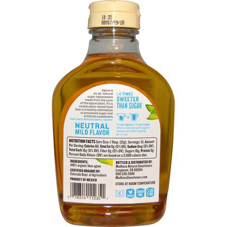 Madhava Natural Sweeteners, Organic Golden Light Blue Agave, 23.5 oz (667 g):أغاف رحيق ,محليات