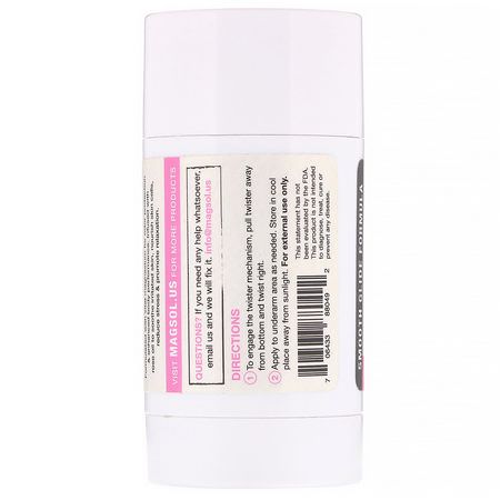 Magsol, Magnesium Deodorant, Rose, 2.8 oz (80 g):مزيل عرق, حمام