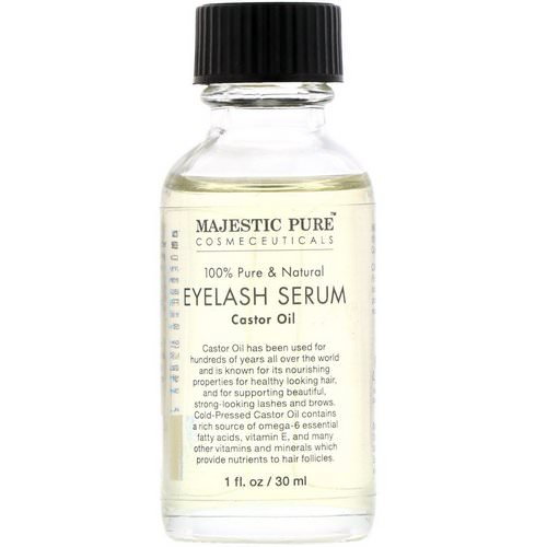 Majestic Pure, Eyelash Serum, 100% Pure & Natural, Castor Oil, 1 fl oz (30 ml) فوائد