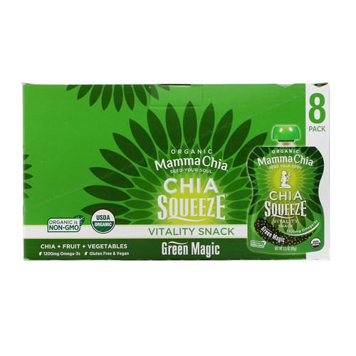 Mamma Chia, Chia Squeeze Vitality Snack, Green Magic, 8 Squeeze, 3.5 oz (99 g) Each فوائد