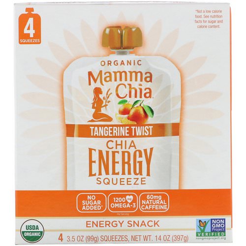 Mamma Chia, Organic Chia Energy Squeeze, Tangerine Twist, 4 Pouches, 3.5 oz (99 g) Each فوائد