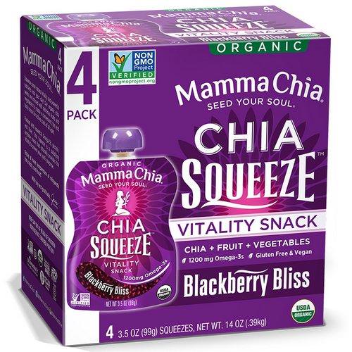 Mamma Chia, Organic Chia Squeeze, Vitality Snack, Blackberry Bliss, 4 Squeezes, 3.5 oz (99 g) Each فوائد