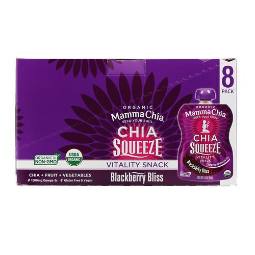 Mamma Chia, Organic Chia Squeeze Vitality Snack, Blackberry Bliss, 8 Squeeze, 3.5 oz (99 g) Each فوائد