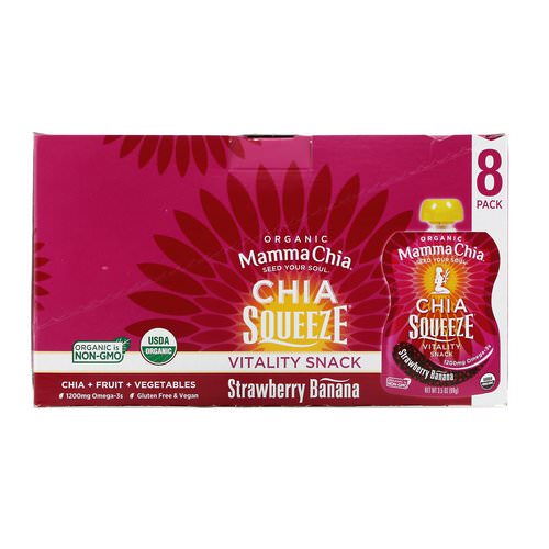 Mamma Chia, Organic Chia Squeeze Vitality Snack, Strawberry Banana, 8 Squeeze, 3.5 oz (99 g) Each فوائد