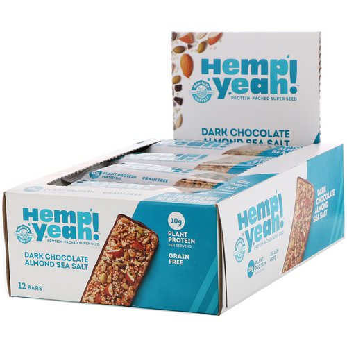 Manitoba Harvest, Hemp Yeah! Protein-Packed Super Seed Bar, Dark Chocolate Almond Sea Salt, 12 Bars, 1.59 oz (45 g) Each فوائد